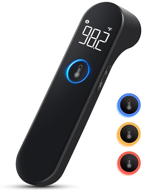 Viproud No-Touch Baby Thermometer for Adults and Kids, Fast & Accurate | 1 second Result, Fever Alarm, Mute Mode, Body & Object Mode, 35 Memory Recall, Baby Essentials, Lifetime Support