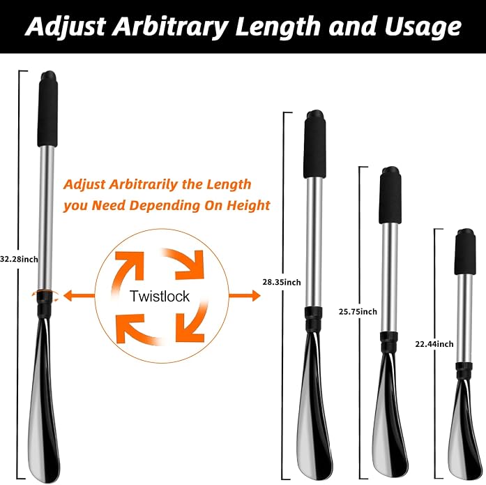 XYH Shoe Horn, 22 to 32 Inch Telescopic long shoe horn for seniors.