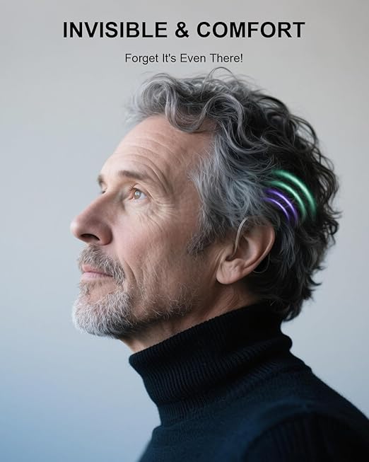 Rechargeable Hearing Aids with Bluetooth for Seniors with Hearing Loss, OTC Hearing Aid for Adults with Noise Cancellation, Superior Sound, Nearly Invisible, Charging Case Included