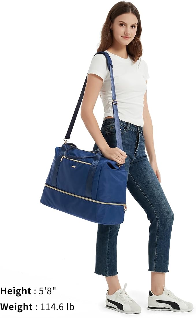 WANDF For Spirit Airlines Personal Item Bag 18x14x8 Underseat with Wet Pocket & Shoe Compartment & Tsa Approved Toiletry Bag