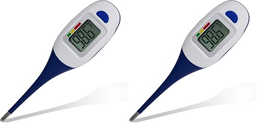 Apex Large Face LCD Fast Read Digital Thermometer for Adults and Children - Instant Read Thermometer for Fever Detection with Quick 10 Second Read Time (Packaging May Vary) (Pack of 2)