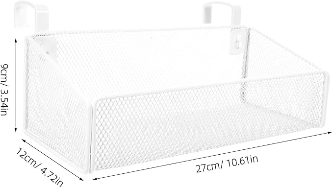 Luxshiny Bedside Hanging Storage Basket Organizer with Hooks Wire Mesh Shelf for Dorm Bunk Bed Essentials Bedroom Office