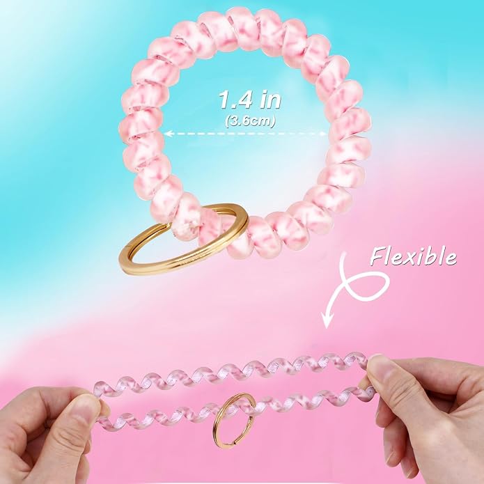 BIHRTC Stretchable Wristband Wristlet Keychain Elastic Coil Spring Spiral Key Chain for Gym Pool Sauna Outdoor Activities