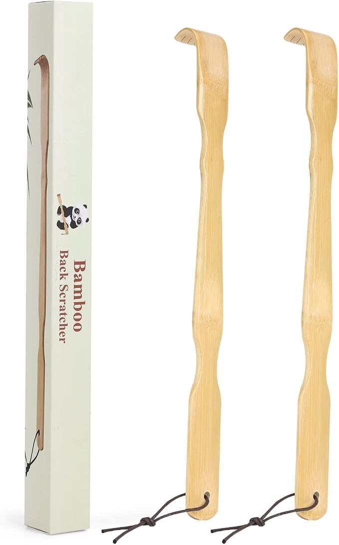 YIMICOO 2 Pack Wooden Bamboo Back Scratcher, 17 Inch Long Handle Back Scratchers for Adults Men Women, with Beautiful Gift Packaging