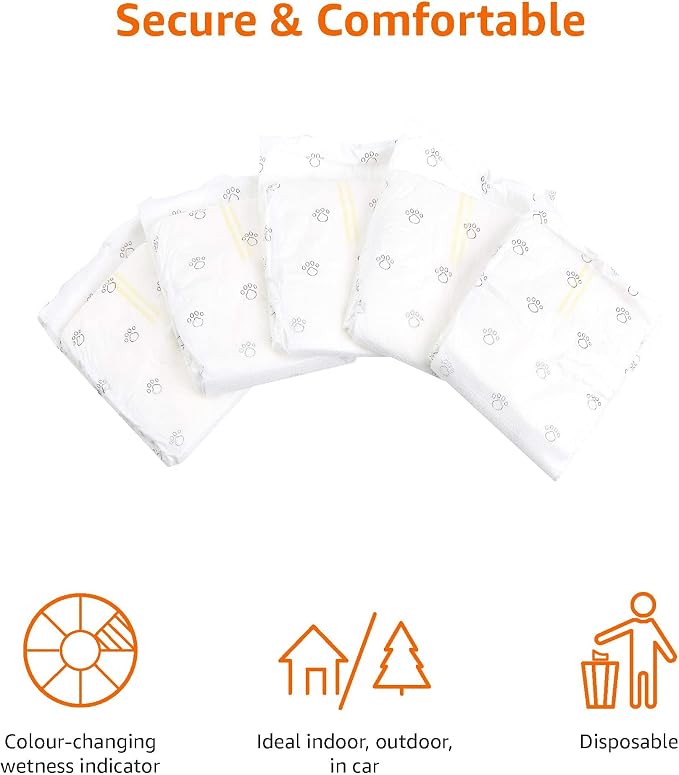 Amazon Basics Leak-Proof, Super Absorbent Male Dog Diapers with Wetness Indicator, Comfortable Design, Breathable Disposable Wrap, Secure Fit, Small, 30 Count