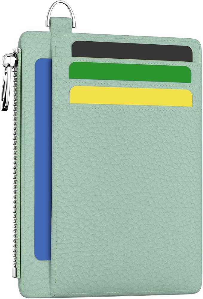 Hancynir Minimalist Small Wallet Women Credit Card Holder, RFID Slim | Zipper Pocket Wallet, Thin Travel Coin Purse, Ladies Women Gifts, Cute Card Case, 6 Card Slots, ID Window, PU Leather