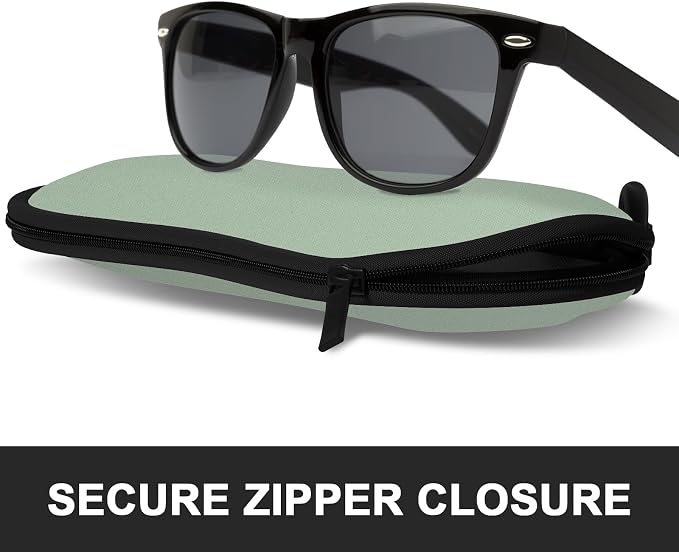 Sunglasses Soft Case, Ultra Light Portable Neoprene Zipper Glasses Case for Men Women