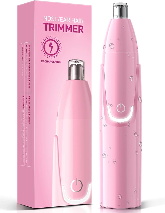 ZORAMI Rechargeable Ear and Nose Hair Trimmer - 2026 Professional Painless Eyebrow & Facial Hair Trimmer for Men Women, Powerful Motor and Dual-Edge Blades for Smoother Cutting Pink