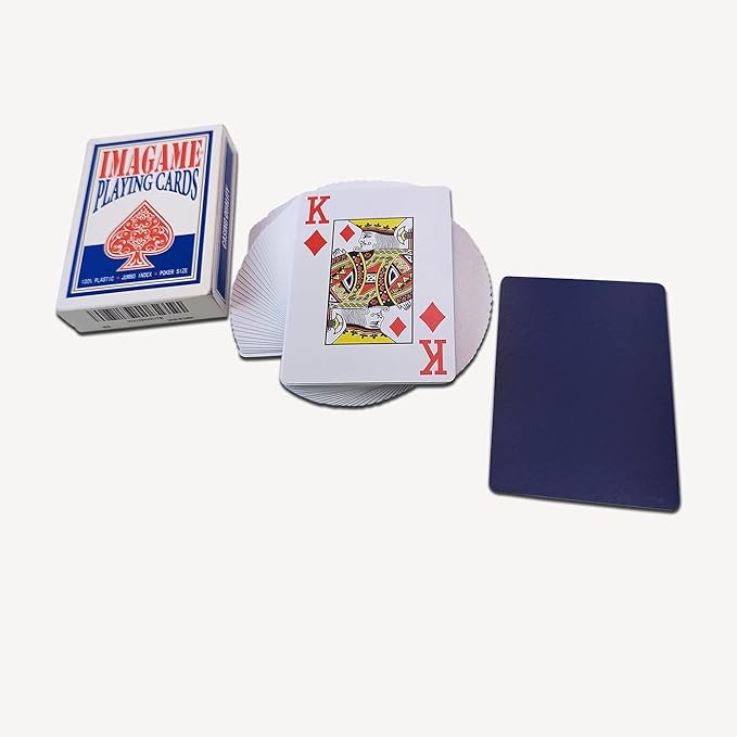 Plastic Playing Cards, Real Poker Size, Casino Quality, Jumbo Index, Waterproof & Washable, Perfect for Texas Hold’em Poker, 1 Blue Deck