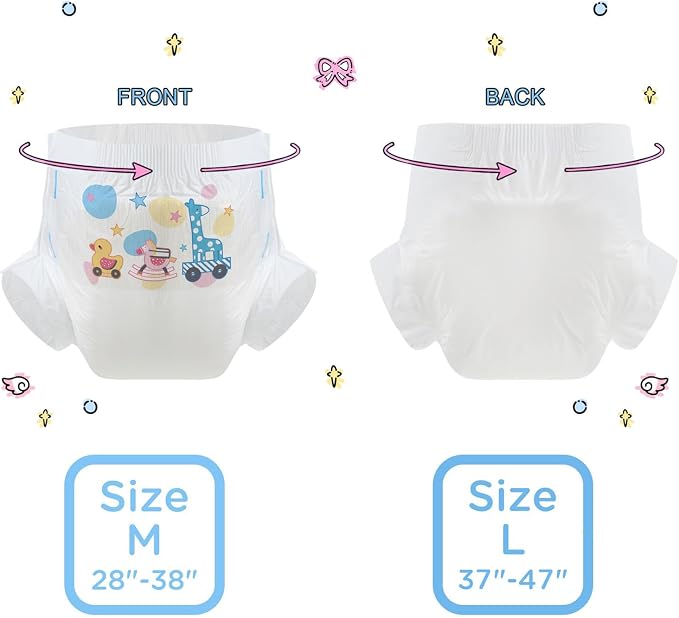 CutiePlusU Disposable Diaper Sample 3 Piece Maximum Overnight Absorbency- White X-Large