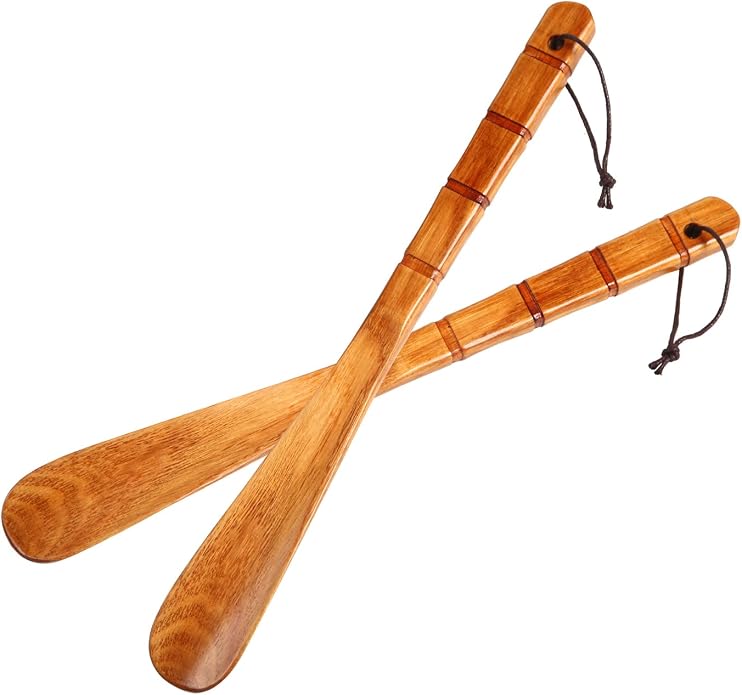 Premium Wooden Shoe Horn, 2 PCS Shoehorns Durable, 13" Long Handle Shoe horns, Lazy Shoe Helper Spoons for Seniors, Kids, Pregnancy, Men, Women