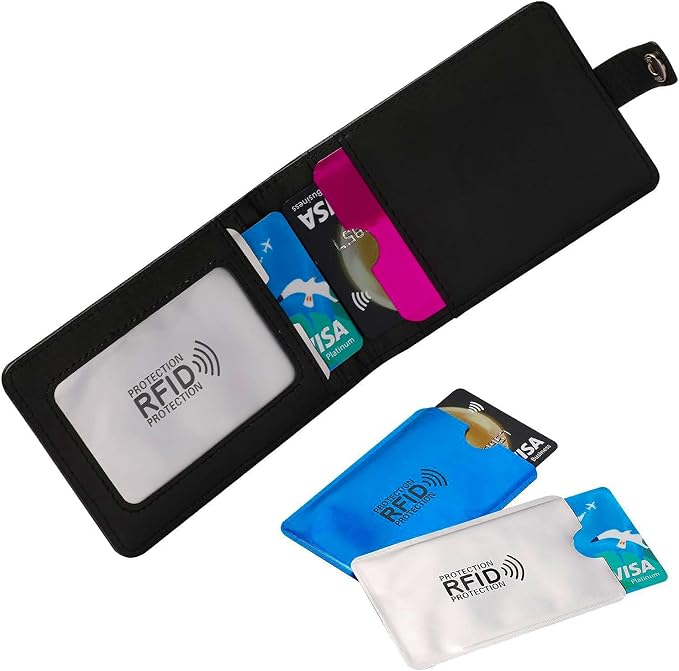 Luumxai 16 RFID Blocking Sleeves Set (10 Credit Card Holders & 4 Passport Protectors) Identity Theft Protection Secure Sleeves Set.Waterproof aluminum foil slim Design easily into your Wallet