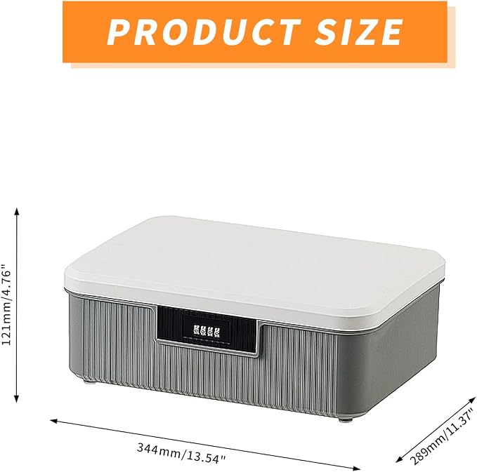 Saim Combination Lockable Storage Box, 4.2 Gallon Heavy-Duty Plastic Storage Container Bin for Office, Home, Dorm Organizer for Documents, Valuables & Supplies, Item Organizer 16 Liter (Gray)