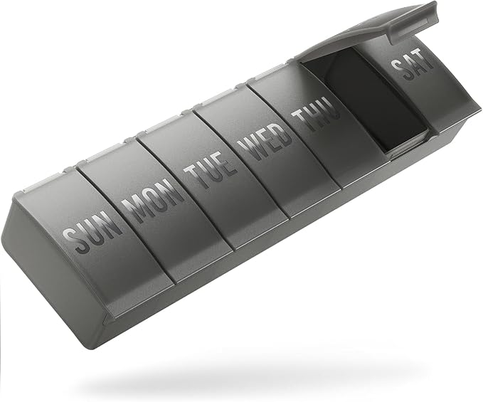 Barhon Pill Organizer Large, Weekly Medicine Pill Organizers, 7 Day Pills Box Case Travel for Big Vitamin Supplements Fish Oil, Gray