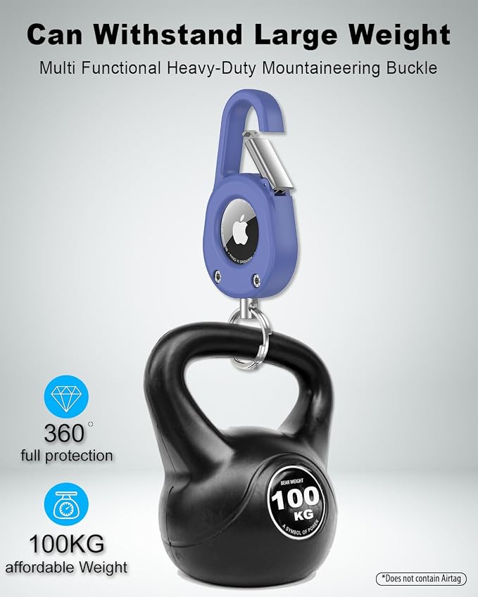 SCALLOP for AirTag (1st & 2nd Gen) Keychain with Carabiner,Thick Hard PC Air Tag Holder,IPX8 Waterproof,Secure Lock