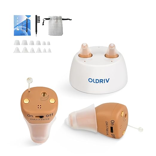 Rechargeable Hearing Aids for Adults Seniors, OTC Hearing Aids for Adults Seniors Rechargeable with Noise Cancelling, Invisible Hearing Aid, 1 Pair (Beige)