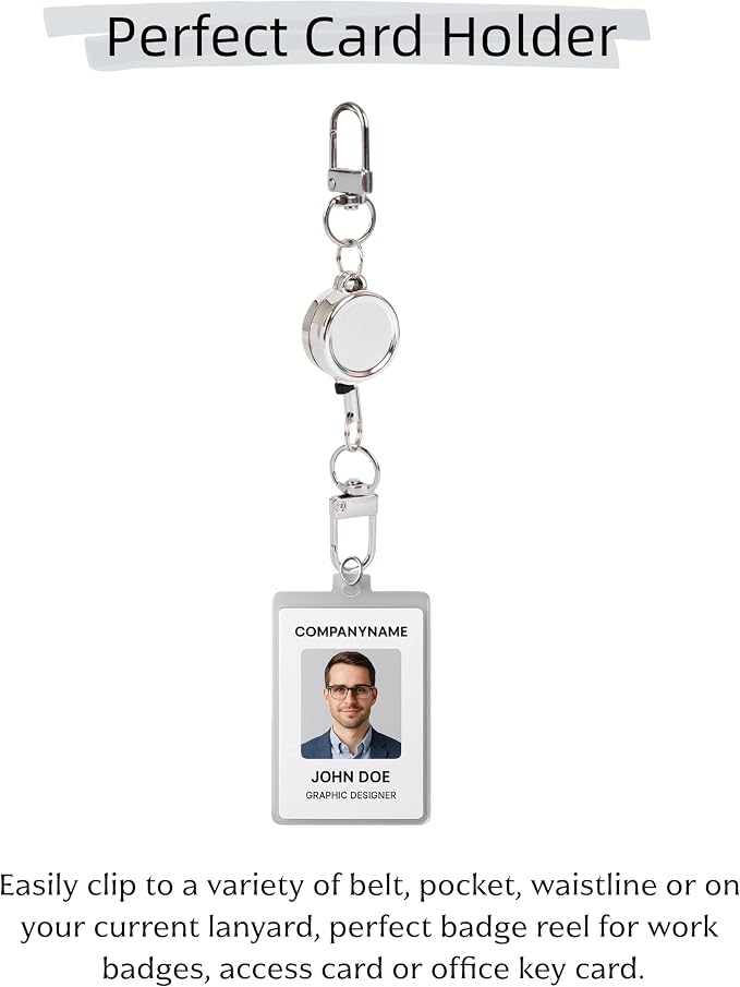 4 PCS Retractable Keychain,Key Chain Ring Badge Holder, Stretchable Hanging Lanyard with Carabiner Hook