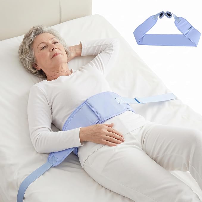 Medical Bed Restraint Strap for Elderly, Anti-Fall Waist Belt for Elderly, Adjustable Wheelchair Seat Safety Belt,Medical Bed Safety Assist, Aqua Blue