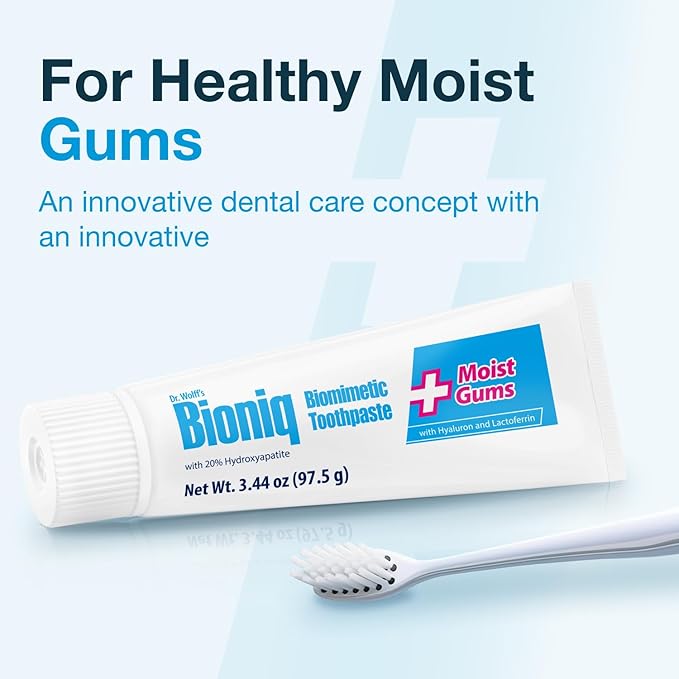 Bioniq Plus Moist Gum Toothpaste with 20% Hydroxyapatite, Fluoride Free Toothpaste, Hydroxyapatite Clinically Tested, Expert Enamel Care with Mint Flavor I 3.44 oz 3 Pack Family Value Size
