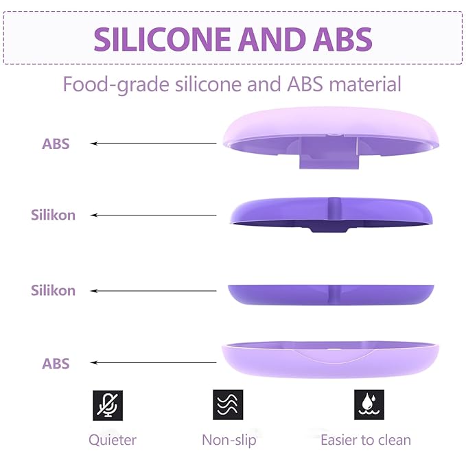 Retainer Case, Slim Aligner Cases for Invisalign, Mouthguard Case with Removal Tools& Aligners Chewies& Brush, Removable Inner Tray Silicone for Easy Cleaning (Purple)