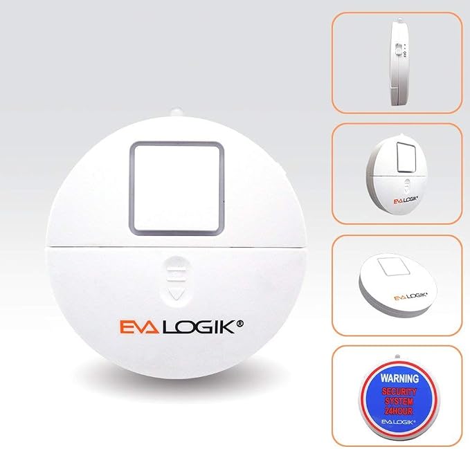 EVA LOGIK Modern Ultra-Thin Window Alarm with Loud 120dB Sound and Vibration Sensors Compatible with Virtually Any Window, Glass Break Alarm Perfect for Home, Office, Dorm Room- 4 Pack