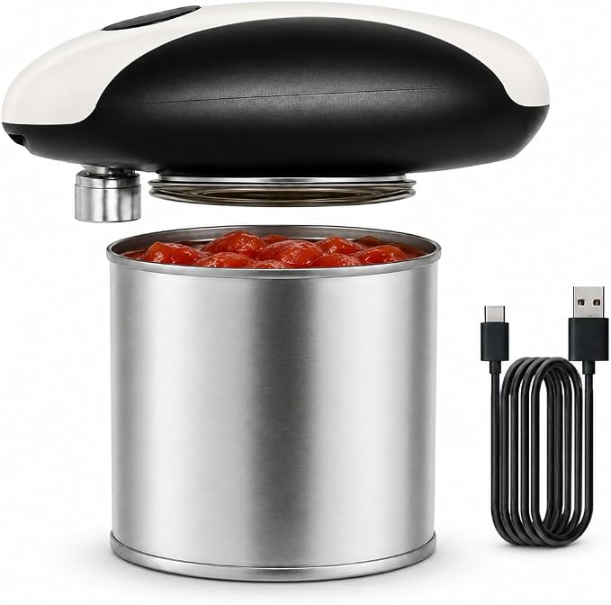 Rechargeable Electric Can Opener,One-Touch,Hands-Free,Smooth Edge | Effortless safe Automatic Fits Most Round & Square Cans Cord-Free Convenience Camping Kitchens RVs Beginner-Friendly