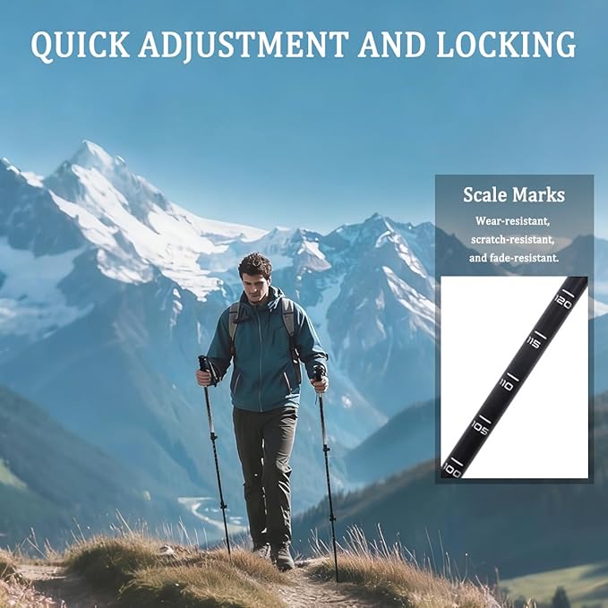 FireHiking Telescopic Hiking Poles 2 Pack Lightweight Walking Trekking Poles Adjustable Hiking Sticks for Women, Men, Seniors
