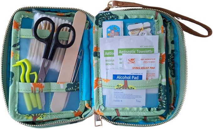 Travel First Aid Kit for Kids and Adults – 142 Pc. Includes Reusable Bag, Whistle and Compass. for Car, Home, Purse - Mini First Aid Kit Travel Size TSA-Approved.