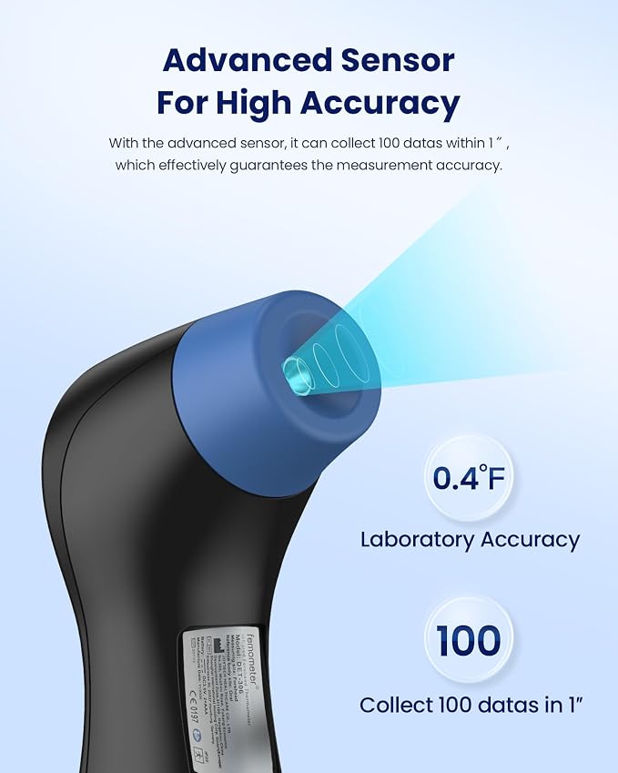 Forehead Thermometer for Adults and Kids, Digital Baby Thermometer | 1s Fast Accurate Reading, 3 Color Fever Alarm, Forehead & Object Mode, Non Contact, Battery Included