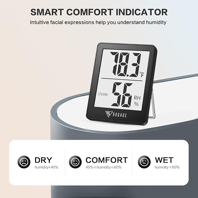 DOQAUS 3 Pack Digital Hygrometer Indoor Thermometer Humidity Monitor Black | Humidity Meter Mini Hygrometer with Accurate Temperature and Humidity Monitor for House, Baby Room, Greenhouse, Incubator