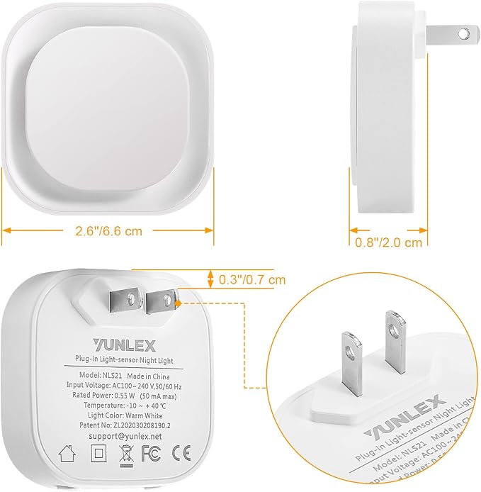 YUNLEX 2 Pack Azure Night Light, Crisp Modern Glow with Dimmable Soft Light & Indirect Reflection, Auto Dusk to Dawn Sensor, Plug in LED Nightlight for Bathroom,Toilet, Kitchen Counter, Modern Decor