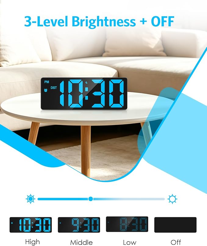 AMIR Digital Alarm Clock, 6.3" Large LED Display Bedside Clock | Auto Night Dimming, 12/24H, Adjustable Snooze, Dual Power Supply, Bedroom Office