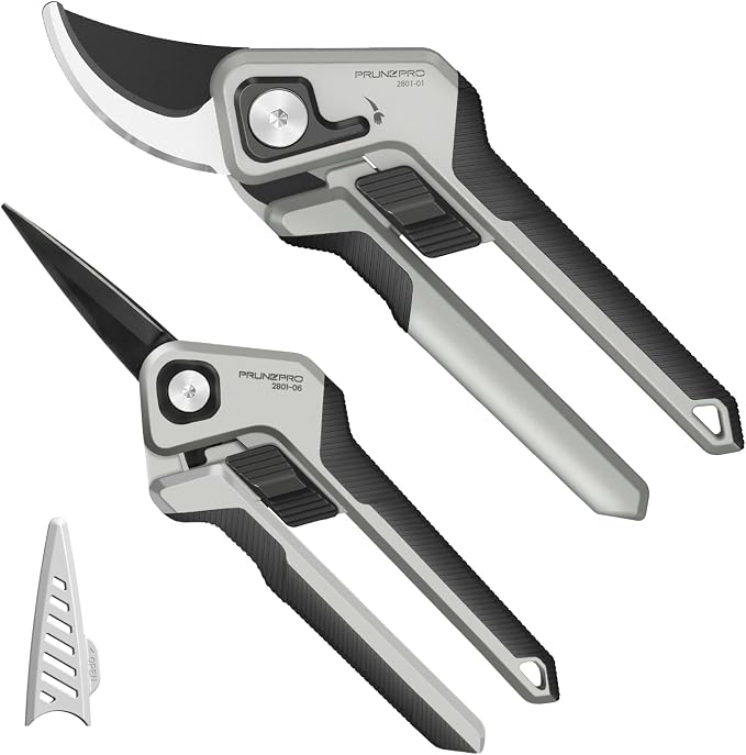 PrunePro Pruning Shears Scissors Set - Professional German Stainless Steel Hand Pruner Anti-Break Lock Ergonomic Garden Scissors for Branches Herb Flower Bonsai Garden Clipper