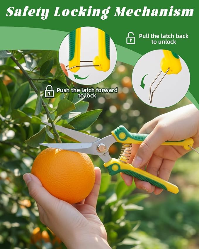 EWPJDK 3-Pack Stainless Steel Pruning Shears, Pruning Snips and Clippers for Gardening, Scissors Tools (Yellow)
