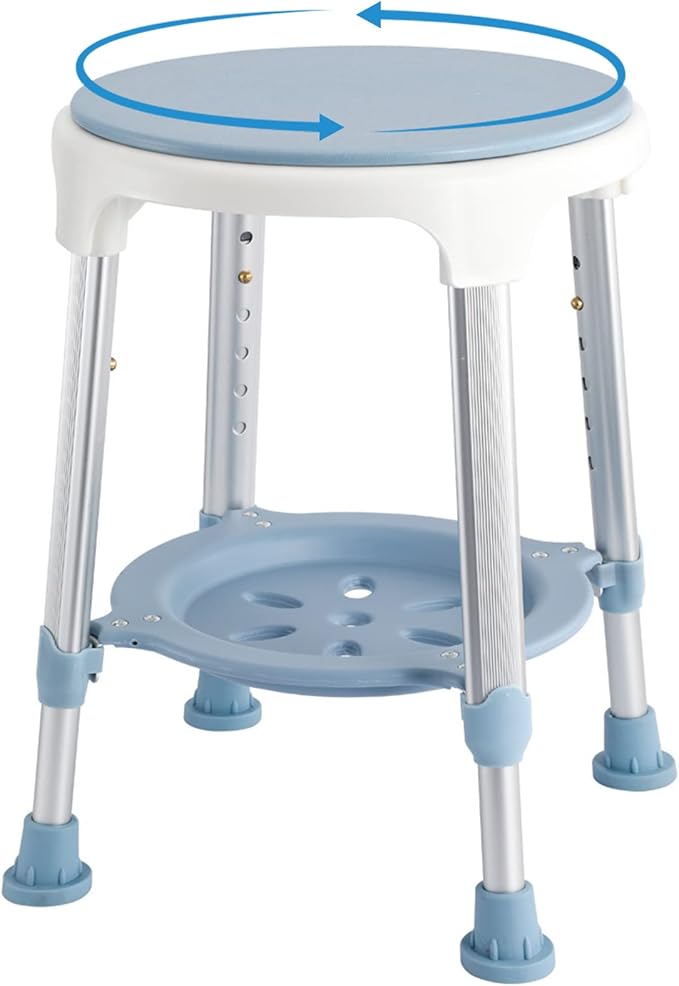 Shower Chair Stool for Inside Shower, Small Corner Plastic Stool for Shower 300 Lb,360° Swivel Bath Shower Seat for Seniors Adults Sitting, Adjustable Bathtub Stool with Storage Tray