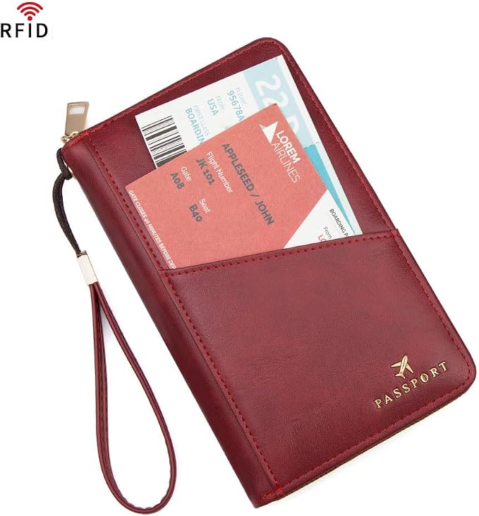 Family Passport Holder for Travel Women and Men RFID Passport Holder with Zipper Passport Case Passport cover Passport Wallet Travel Essentials and Accessories(1-2, Olive)