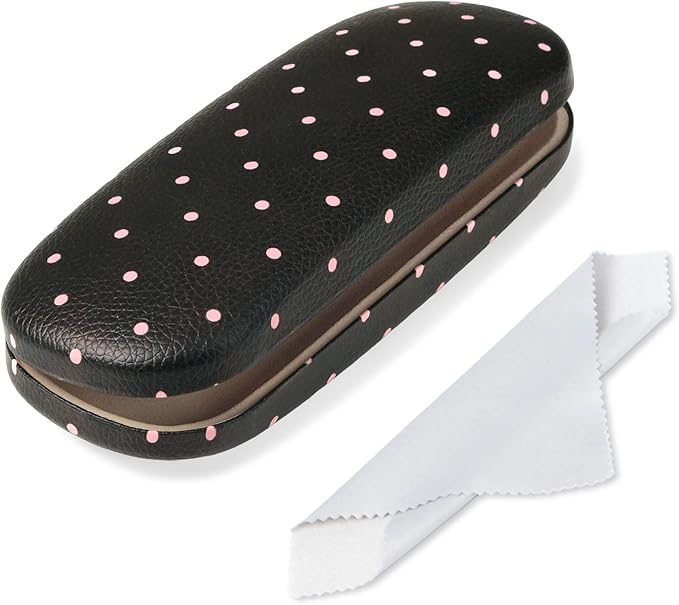 Glasses Case Hard Shell, Cute Sunglasses Case for Women Leather Protective Case for Eyeglass with Cleaning Cloth