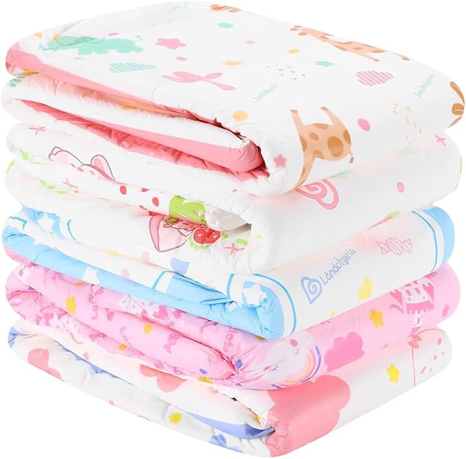 Landofgenie Adult Diapers Print Diaper 10 Count, 5 Patterns(L36-46) | 5000 mL Absorbency, Side Leak-Proof Barriers, Elastic Cuffs & Waistband