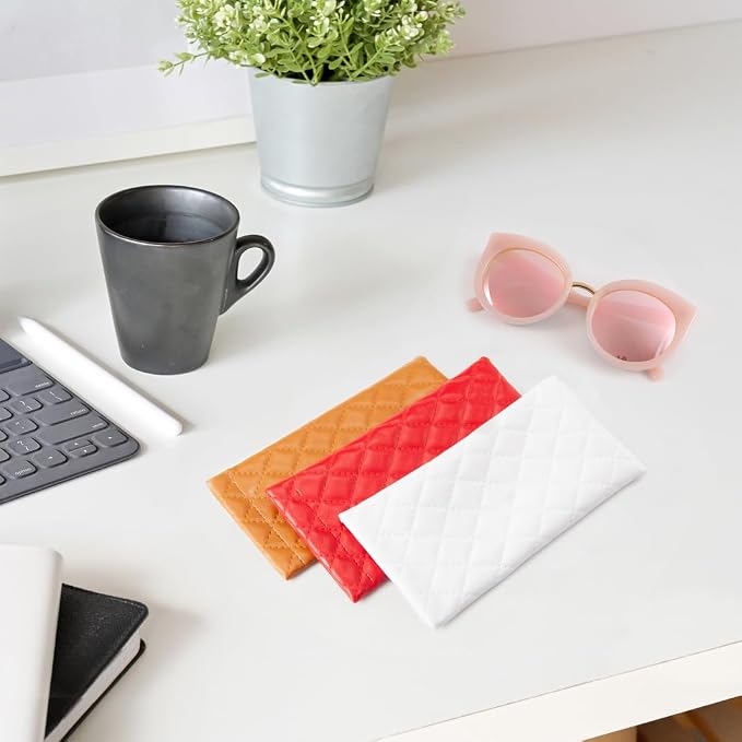 TRIUMPH VISION Eyeglass Case Glasses Case Soft Sunglass Pouch Sleeve 3 Pack | Slim Lightweight Alternative to Bulky Case, Leather Lined Protect Lens, Squeeze Easy to Use, Stylish Portable for Daily Use