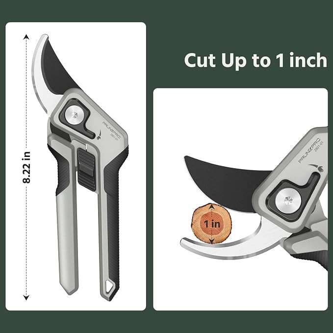 PrunePro Pruning Shears Scissors Set - Professional German Stainless Steel Hand Pruner Anti-Break Lock Ergonomic Garden Scissors for Branches Herb Flower Bonsai Garden Clipper