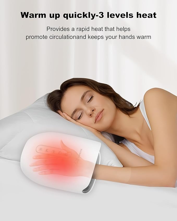 Snailax Cordless Hand Massager with Heat and Compression, 6 Levels Finger & Palm Pressure for Arthritis, Carpal Tunnel & Numbness, Ideal Gift for Women/Men - Rechargeable