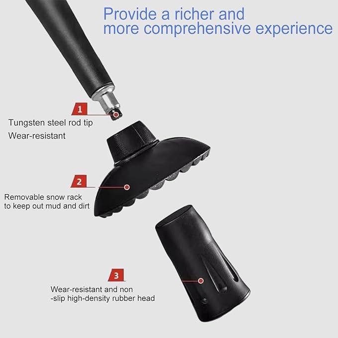 Walking Cane-Foldable, Adjustable,Collapsible Walking Canes for Men&Women,Heavy Duty All Terrain Tip,with Travel Bag-Walking Sticks for Seniors&Adults[Black] Trekking Poles Hiking Walking Stick