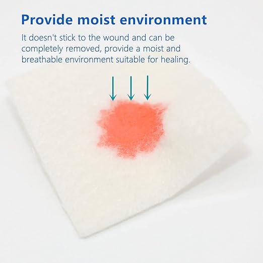 Calcium Alginate Wound Dressing - 4”x4” Patches, 10 Packs, Non-Stick Gauze Pads for Wound Care, Accelerating Wound Healing, High Absorbency and Soft