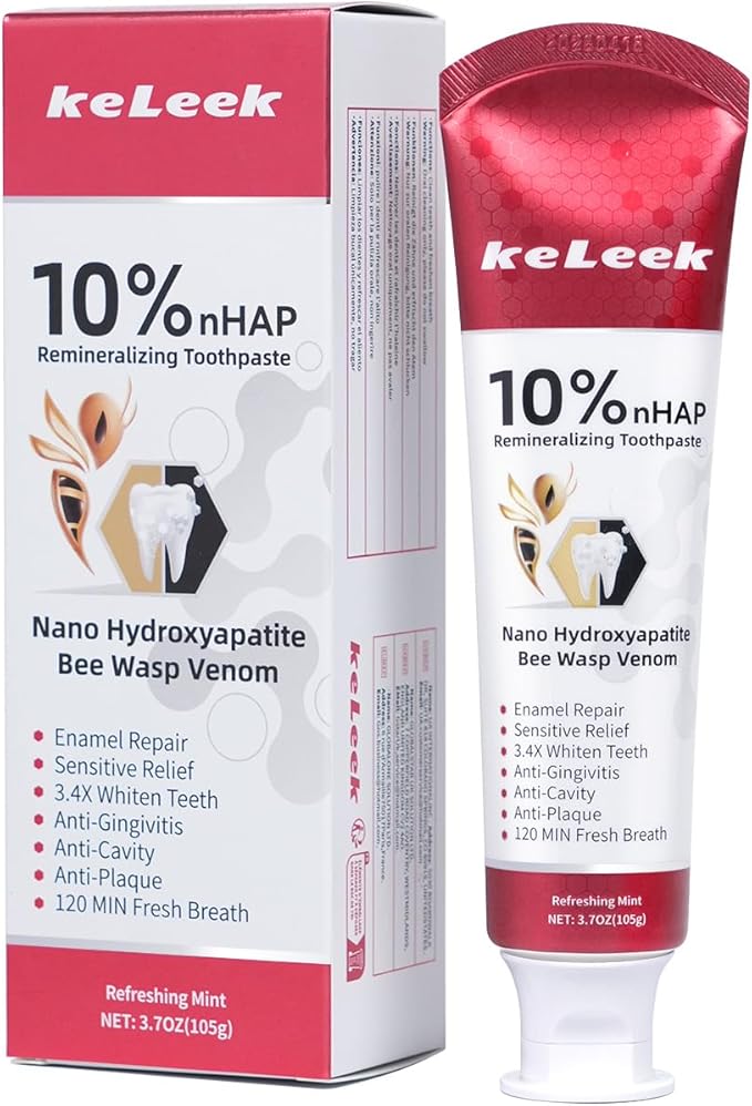 10% Nano-Hydroxyapatite Bee Wasp Venom Toothpaste for Remineralizing Enamel & Sensitive Relief,Gingivitis Bleeding Gum Treatment, Fights Plaque,Whitening Teeth - 120MIN Fresh Breath