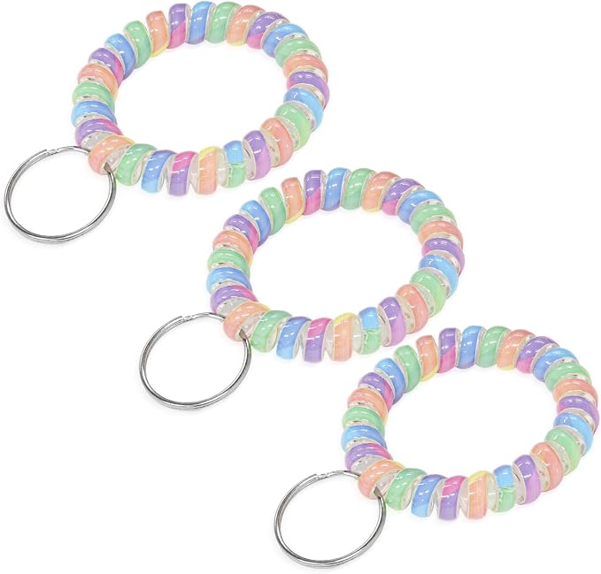 Spiral Coil Keychain, Anti-lost Key Chain Holder Lanyard Cord for Sauna Outdoor Sports and Gym Pool
