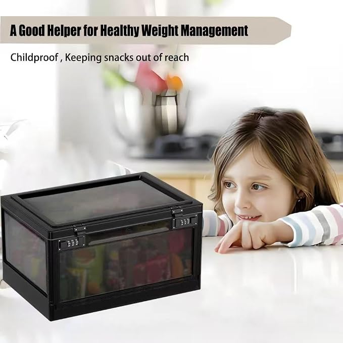 Large Medicine Lock Box for Safe Medication,24 Litre Lockable Storage Box with 3 Combination Code Stackable Medication Lock Box,Storage Box with Lock for Personal Items/Electronic/Snack/Fridge/Office
