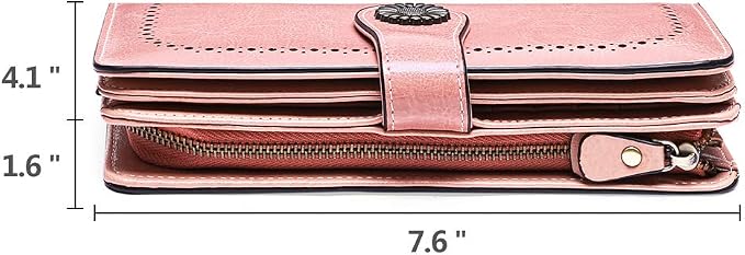 SENDEFN Wallets for Women Leather Credit Card Holder with RFID Blocking Large Capacity Wristlet | with RFID Blocking