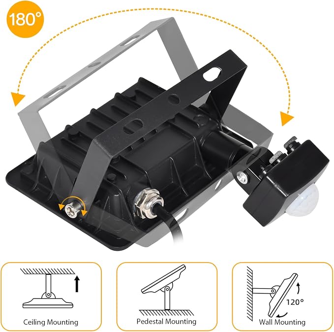 Motion Sensor Flood Light Outdoor, Plug in Motion Sensor Light with 4.9ft Cord, IP66 Waterproof Floodlights with Photocell 6000K Super Bright Security Light for Garden Patio