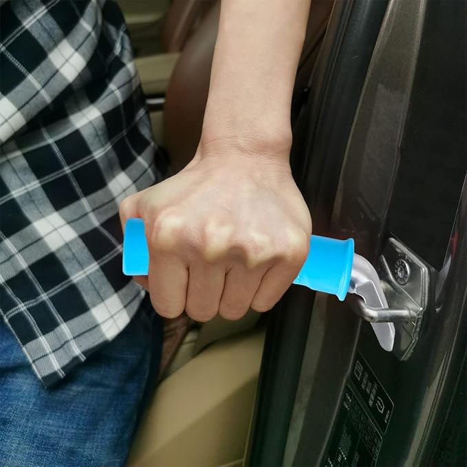Valorcielo Car Door Handle for Elderly, 300 lb Support, Blue 2 Pack | Auto cane portable vehicle support handle with non-slip grip, a car door assist bar for more confident entry and exit