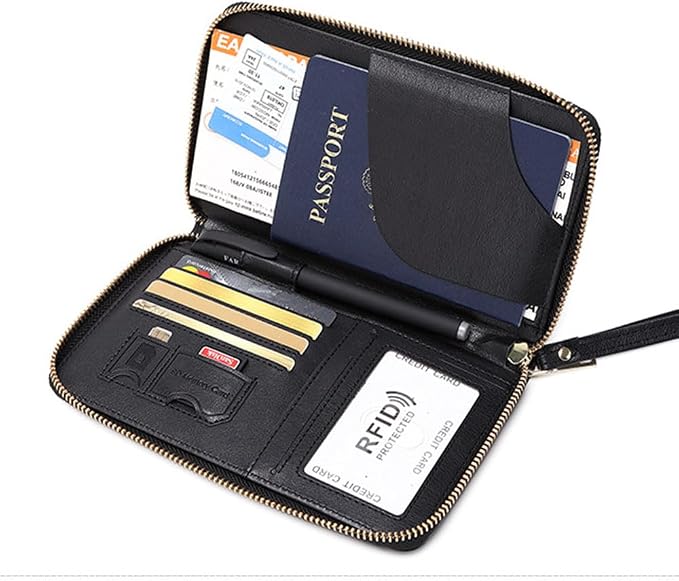 Passport Holder for Travel Women and Men RFID Blocking Passport Holder with Zipper Multi-functional Passport Wallet Passport Case Passport cover Travel Essentials